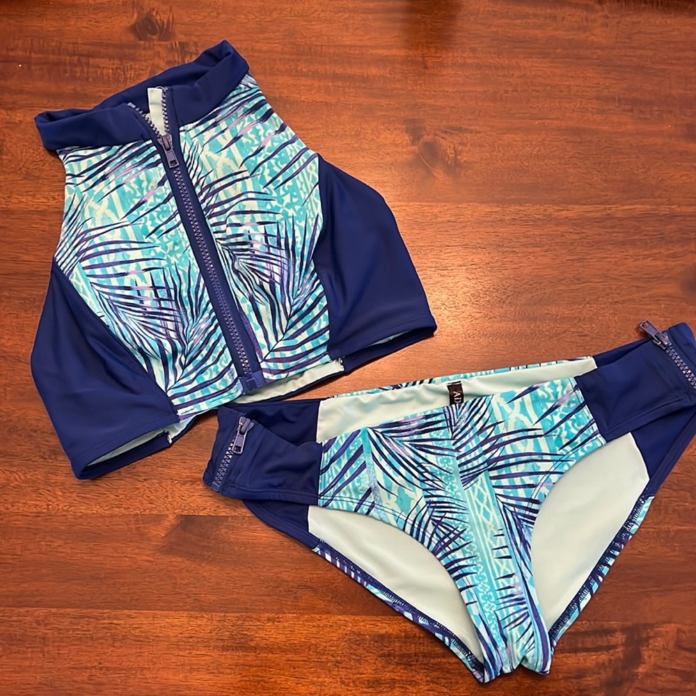Two piece high neck swimsuit